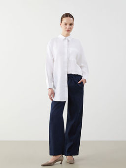 Beli Lastikli %100 Keten Kad?n Pantolon