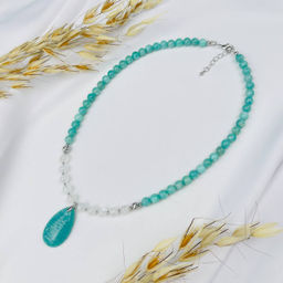 Колье из Амазонита и Лунного камня 43 см +