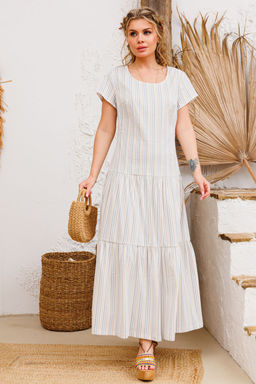 Платье AMORI 9807 полоска голубая  фото 5