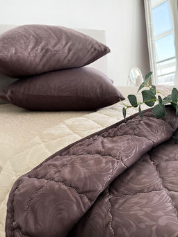 Комплект постельного белья с одеялом New Style КМ-001 коричневый-бежевый