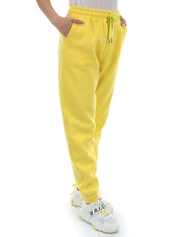 M061 YELLOW Брюки спортивные женские на флисе (100% хлопок) 7986