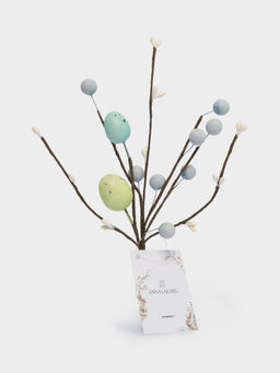 Ветка декоративная, 20 см, пенопласт/бумага, Ветка с зелеными яйцами, Interior Easter - Anna lafarg фото 3