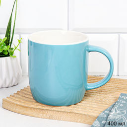 Кружка 400 мл / HQ-308 /уп 12/48/ ПРОМО АКЦИЯ/Голубая