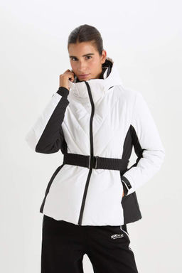 Лыжная куртка DeFactoFit Водоотталкивающая Ветрозащитная Надувная С капюшоном Пояс Карман Молния