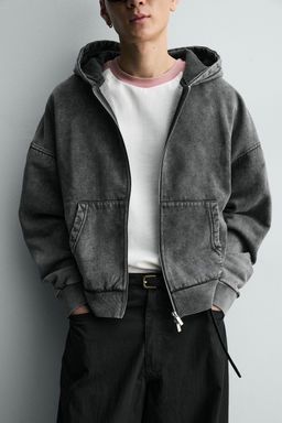 SUDADERA LAVADA CREMALLERA CAPUCHA / Gris?ceo - Zara фото 6