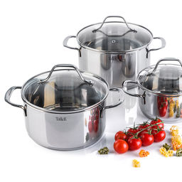 Кастрюля из нержавеющей стали Элиас 5л, д24см, h11,5см, s0,6мм, дно s2,8мм, стеклянная жаропрочная крышка, стальной обод, пароотвод, капсулированное дно, полировка внешняя - зеркальная, внутренняя - зеркальная, мерная шкала, цветная коробка, Talle - Домашняя мода фото 3