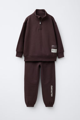 ZIP-UP SWEATSHIRT AND LABEL JOGGERS SET