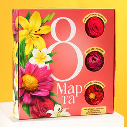 Набор 8 марта, чай со вкусом ваниль и карамель 50 г., кофе со вкусом аммаретто 30 г., крем-мёд с апельсином 30 г., крем-мёд с малиной 30 г., варенье из шишек с клюквой 30 г. - Simaland фото 6