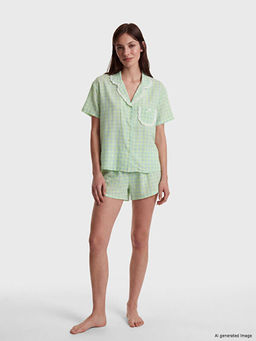 Ekose Kad?n ?ortlu Pijama Tak?m?
