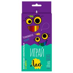 Лео Играй LGWP-24 Набор трехгранных акварельных карандашей заточенный 4 х 24 цв