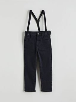 Ask?l? Beli Lastikli Erkek ?ocuk Jean Pantolon