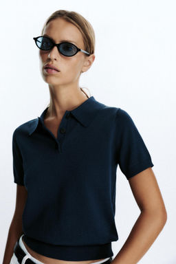 SHORT SLEEVE KNIT POLO TOP - Zara фото 2