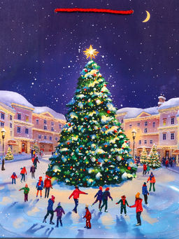 Цена за 2 шт. Пакет подарочный новогодний ламинированный, «Новогодний каток», 26×12×32 см