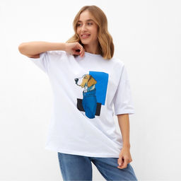 Футболка женская MINAKU: Exclusive print, белая, размер 50