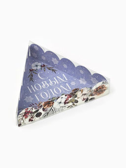 Цена за 5 шт. Коробка для кондитерских изделий новогодняя с пластиковой крышкой «С Новым годом», 18×18×4 см