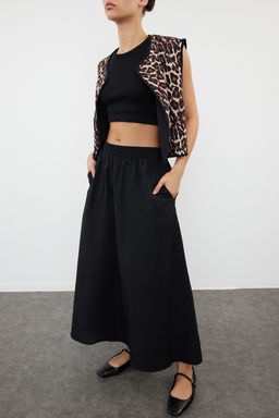 Siyah A-line Maxi Boy Etek TEDSS24ET00033