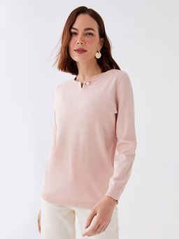 Bisiklet Yaka D?z Uzun Kollu Kad?n Triko Kazak