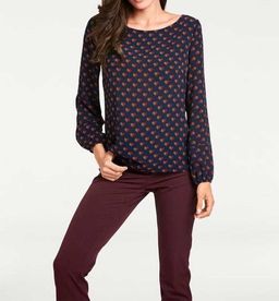 Блузка, сине-бордовая