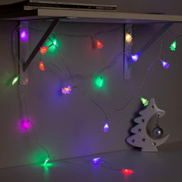 Гирлянда Нить 3 м с насадками Ёлки, IP20, прозрачная нить, 20 LED, батарейки AAх3 (нет в комплекте), свечение мульти - Luazon lighting фото 5