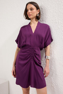 Siyah Duz Lastikli K?sa / Mini Dokuma Elbise TWOSS25EL00587 - Trendyolmilla фото 6