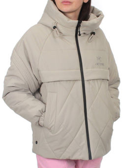 285 GRAY/BEIGE Куртка зимняя облегченная женская (верблюжья шерсть)