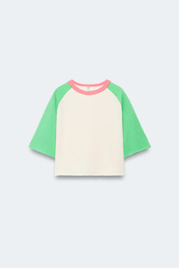 2-14 A?OS/ CAMISETA MANGA RANGL?N CONTRASTE LIMITED EDITION / Verde - Zara фото 4
