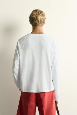 CAMISETA COLOR BLOCK ALGOD?N - LINO / Blanco - Zara фото 3