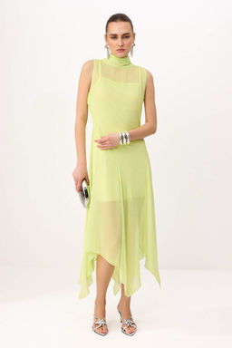 Lime Sifon Astarl? Dokuma Asimetrik Midi Elbise TPRSS26EL00124 - Trendyolmilla фото 2
