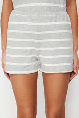 Trendyolmilla Gri Cizgili Simli Sortlu Orme Pijama Tak?m? THMSS24PT00061 фото 7