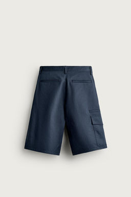 BERMUDA CARGO RELAXED FIT ALGOD?N - LINO / Azul / Marino - Zara фото 8