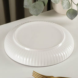 Тарелка керамическая обеденная Иллюзия, d=21 см, цвет белый и серый - Simaland фото 3