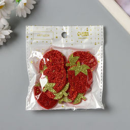 Цена за 10 шт. Декор для творчества войлок блеск «Клубничка», 4×3.2 см