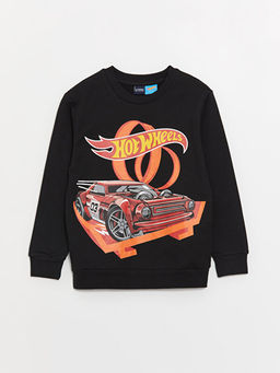 Bisiklet Yaka Hotwheels Bask?l? Uzun Kollu Erkek ?ocuk Sweatshirt