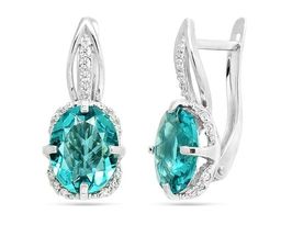 Серьги из серебра параиба кварц, СПН4-2-225