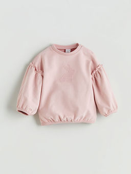 Bisiklet Yaka K?z Bebek Sweatshirt