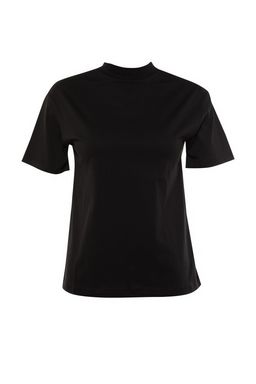 Siyah %100 Pamuk Basic Regular/Normal Kal?p Dik Yaka Orme T-Shirt TWOAW20TS0096