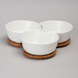 МЕНАЖНИЦА 3 СЕКЦИИ LEFARD FLOWERS STORY НА ДЕРЕВ. ПОДСТАВКЕ 22*22*6 СМ 250 МЛ  фото 3