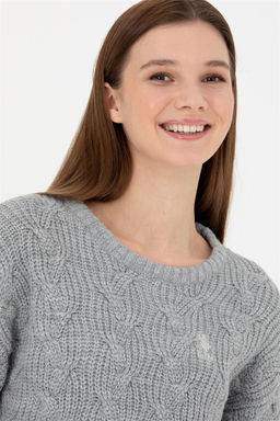 Женский серый меланжевый свитер - U.s. polo assn фото 2