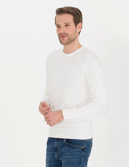 Ekru Slim Fit Bisiklet Yaka Triko Kazak - Pierre cardin фото 4