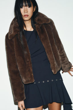 FAUX FUR SHORT COAT WITH TOGGLES - Zara фото 6