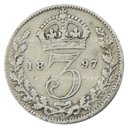 3 пенса 1897 года Великобритания