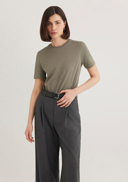 Bisiklet Yaka Yesil Basic Tisort - Mavi фото 2