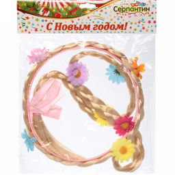 Цена за 2 шт. Ободок карнавальный с косичкой "Цветочный рай"