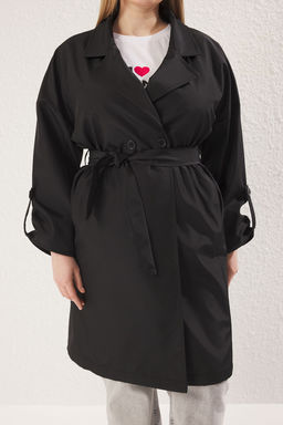 Trendyolmilla Bej Oversize Kusakl? Su Itici Uzun Trenckot TWOAW24TR00019  фото 32