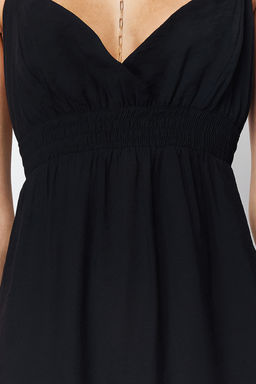 TRENDYOLMILLA Siyah Belden Ac?lan Ask?l? Midi Dokuma Elbise TWOSS24EL00340  фото 4
