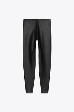 MID-WAIST FAUX LEATHER LEGGINGS - Zara фото 7