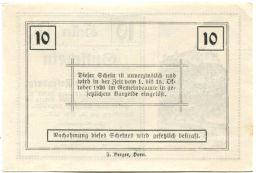 10 геллеров 1920 года Австрия Розенбург (нотгельд)