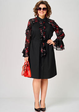 Платье EVA GRANT 7229 черный+принт