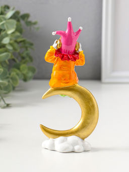 Сувенир полистоун "Клоун в наушниках на золотом месяце" яркий разноцветный 16,5 см