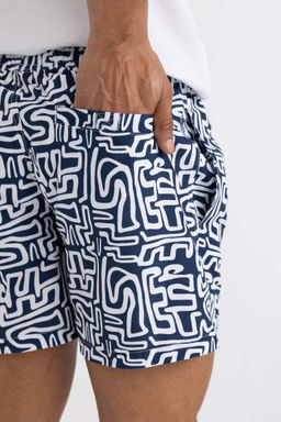 Короткие шорты для плавания на сетчатой подкладке с рисунком - Defacto фото 6